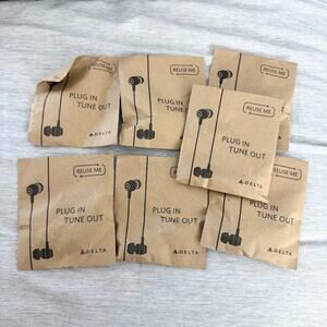 7 Packs Delta Airlines Economy Earbuds Headphones Brand New Package
